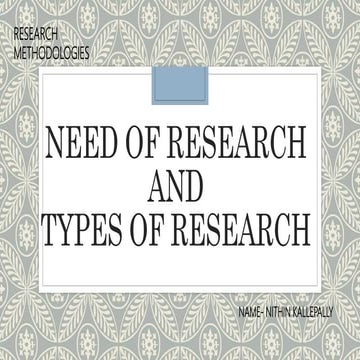 Need of research and types of research