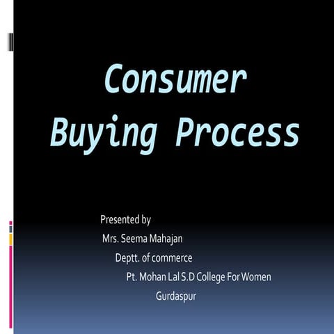 PPT ON CONSUMER BEHAVIOUR