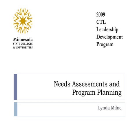 Needs Assessment and Program Planning