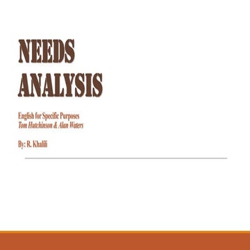 Needs Analysis by R. Khalili