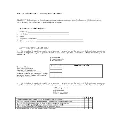 Needs analysis questionnaire | DOCX