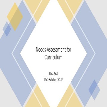 Needs assessment for curriculum