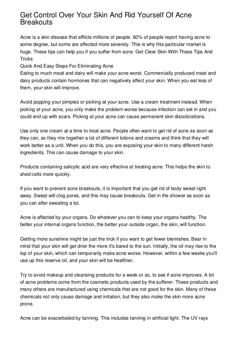 control acne breakouts