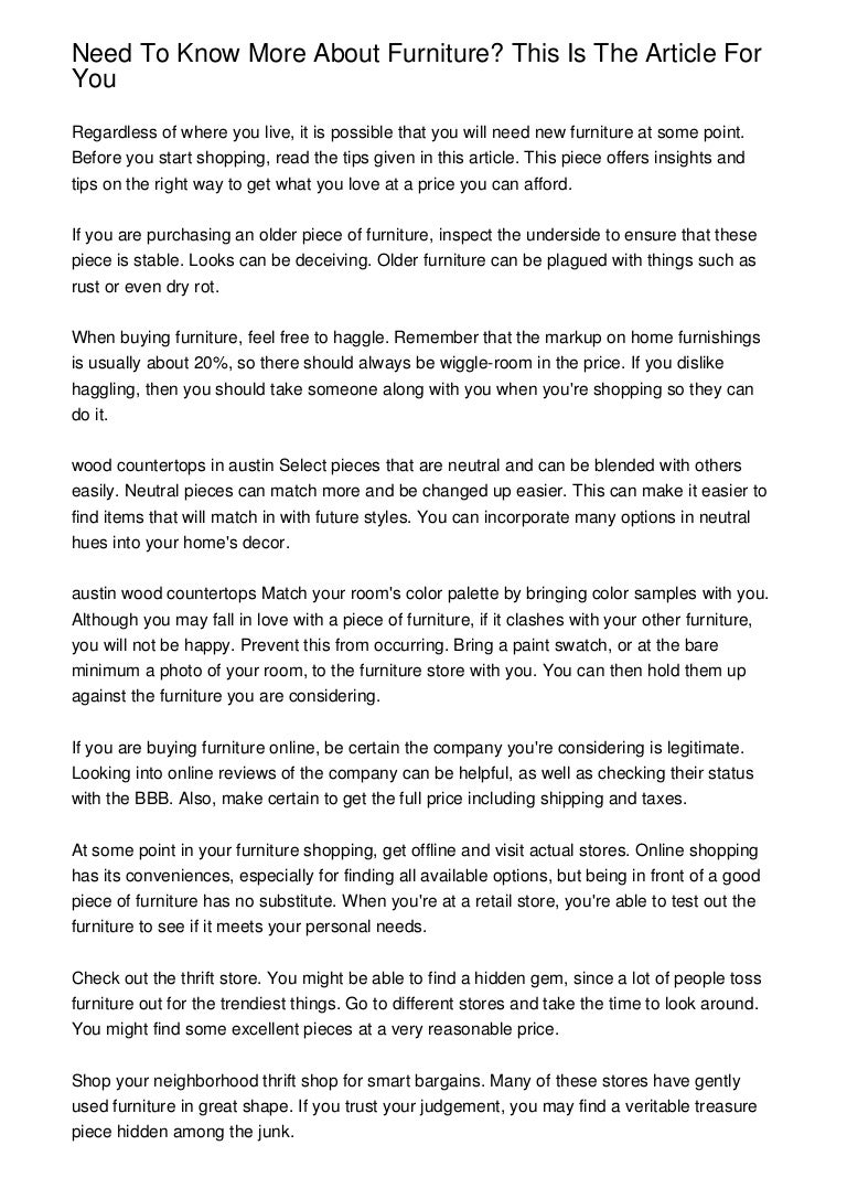 Need To Know More About Furniture This Is The Article For You