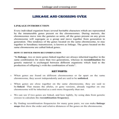  linkage and crossing over