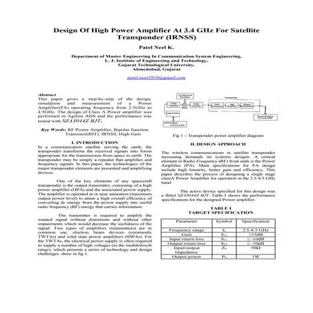 High power amplifier at 3.4 GHz 