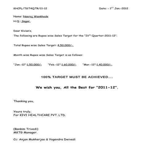 Neeraj wankhede 4 th qtr.target 2011 12