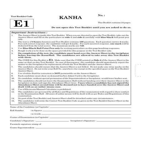 NEET UG 2017 Biology Question Paper | PDF