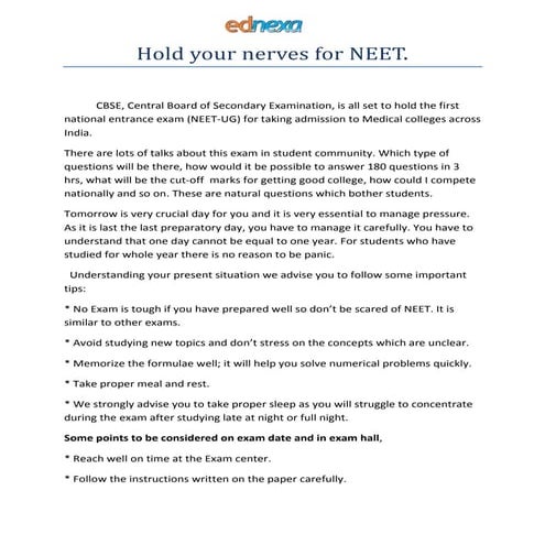 Neet last minute tips