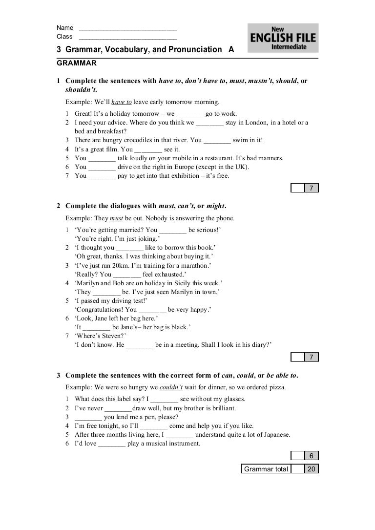 Solutions intermediate progress test