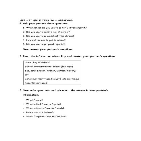 NEF – PI –FILE TEST 10 - SPEAKING | DOC
