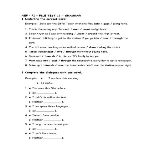 NEF – PI – FILE TEST 11 - GRAMMAR