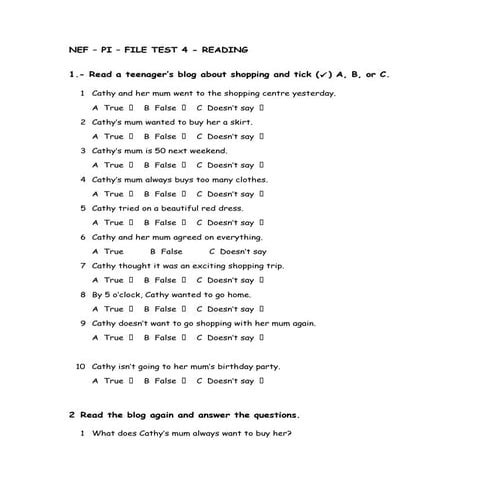 NEF – PI – FILE TEST 4 - READING