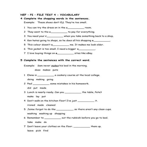 NEF – PI – FILE TEST 4 - VOCABULARY