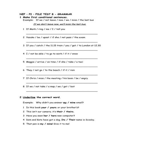NEF – PI – FILE TEST 8 - GRAMMAR