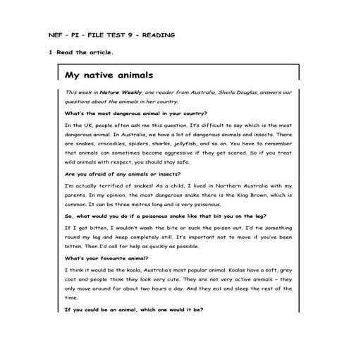 NEF – PI – FILE TEST 9 - READING