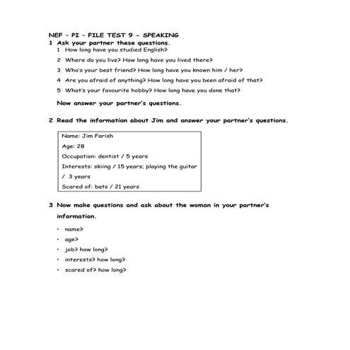 NEF – PI – FILE TEST 9 - SPEAKING