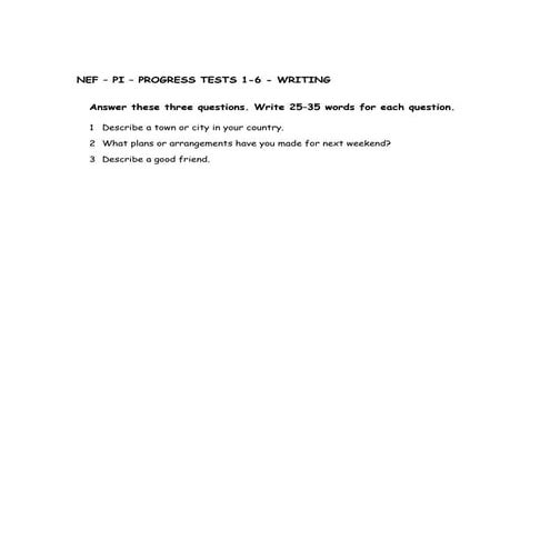 NEF – PI – PROGRESS TESTS 1-6 - WRITING | DOC