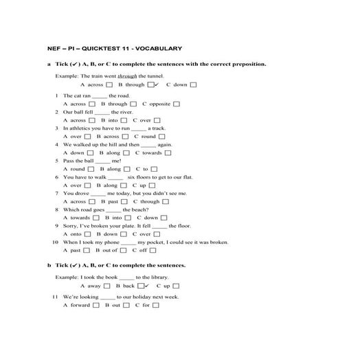 NEF – PI – QUICKTEST 11 - VOCABULARY
