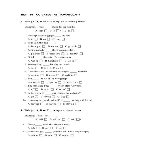 NEF – PI – QUICKTEST 12 - VOCABULARY
