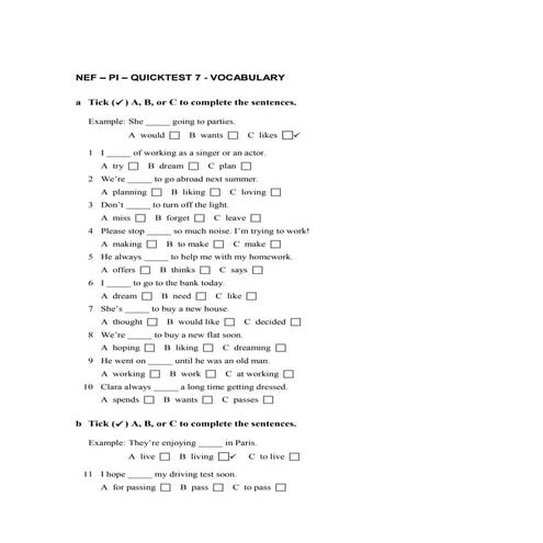 NEF – PI – QUICKTEST 7 - VOCABULARY