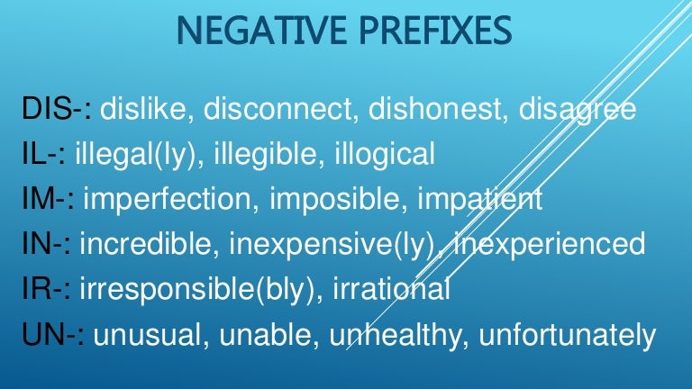 Dissertation on negative prefixes in english