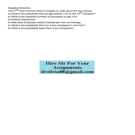 Negative Binomial The 2nd most common letter in .pdf