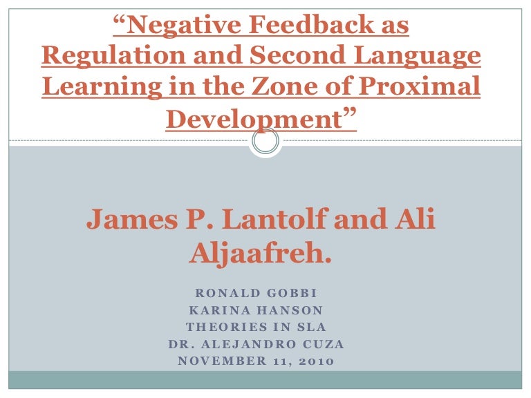 Negative feedback as regulation and second language learning