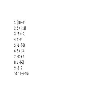 Understanding Addition and Subtraction of Negative Numbers: Practice ...