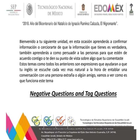 Negative Questions & Tag Questions