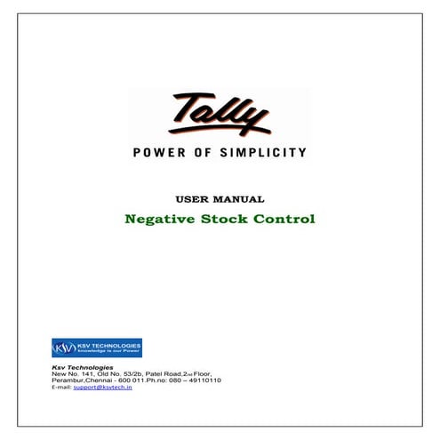 Negative stock control