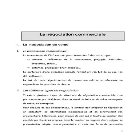 Négociation commerciale | PDF