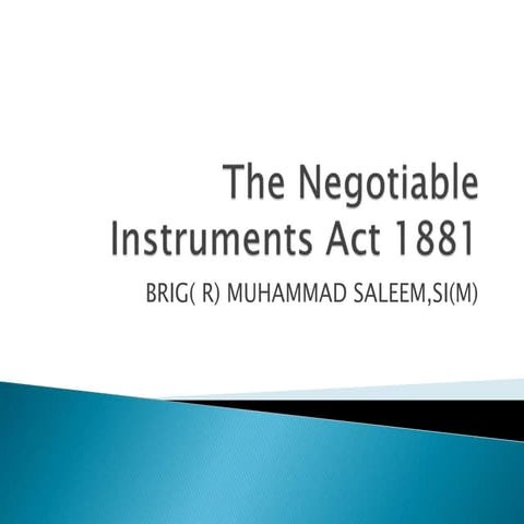 Negotiable instrument    negotiable  instrumentsact1881