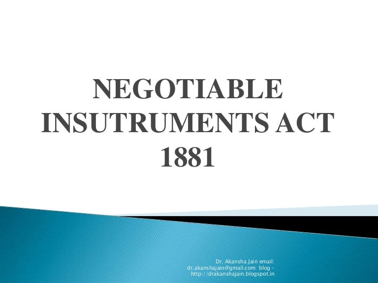 Negotiable instrument act 1881