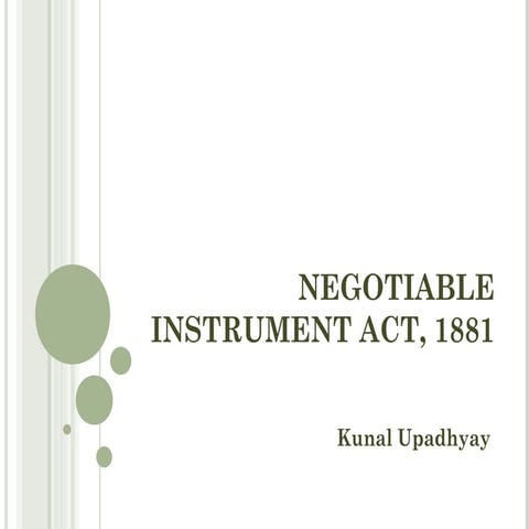 BBA-SEM-5-MERCANTILE LAW- Negotiable instrument act, 1882