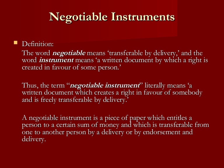 Negotiable Instrument