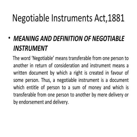 Negotiable instruments act