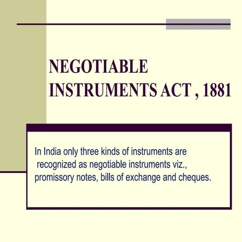 Negotiable instruments act 1881