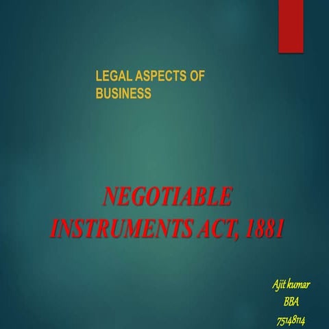 Negotiable instruments act1881