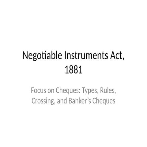 Comprehensive Guide to Cheques under the Negotiable Instruments Act ...