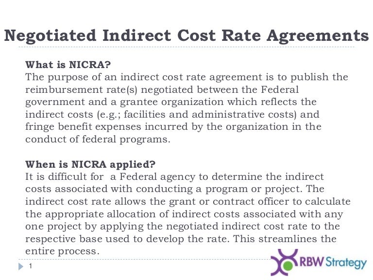Negotiated Indirect Cost Rate Agreement NICRA 