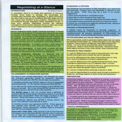 Negotiating at a glance