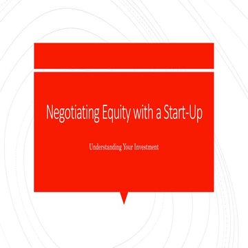 Negotiating equity in start ups