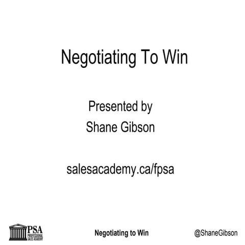 Negotiating to Win FPSA National Sales Conference