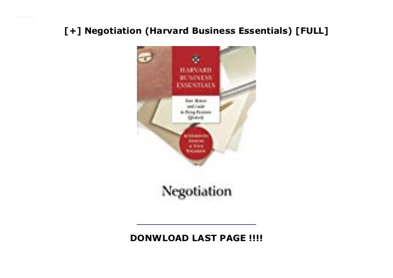 Negotiation (Harvard Business Essentials) [FULL]