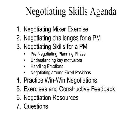 Negotiation skills