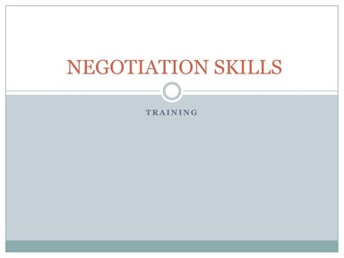 Negotiation Skills