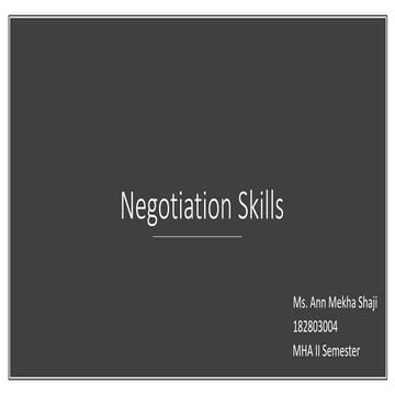 Negotiation skills
