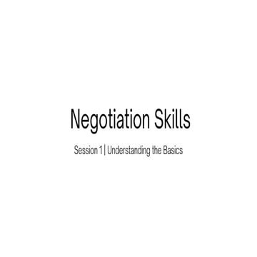 Negotiations in the Business Setting Part 1 | PDF