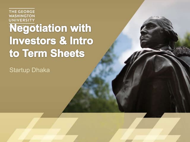 Negotiation with investors & intro to term sheets